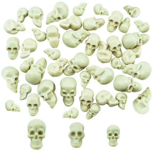 Mini Plastic Skull Decor Set - Halloween Skeleton Heads for Crafts, Parties & Home