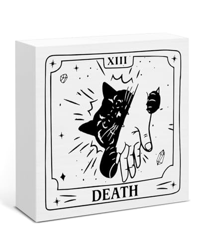 Tarot Cat Decor Wooden Sign - Horrible Death Variation