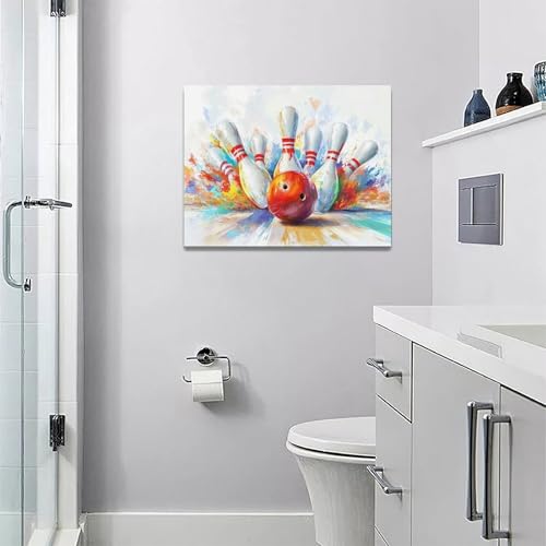 Bowling Wall Art Canvas Print - Colorful Street Graffiti Bowling Artwork for Gym & Living Room 16x12