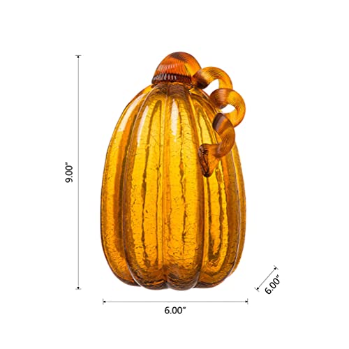 9.06-Inch Hand Blown Amber Glass Pumpkin for Fall Halloween Thanksgiving Decor - Variation of THIS listing