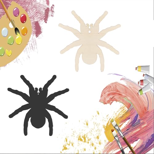 DIY Unfinished Wooden Spider Ornaments - Halloween Christmas Party Decorations, 20pcs