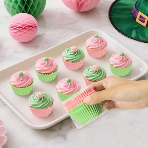Pink and Green Cupcake Liners Set - Witch Themed Baking Cups for Parties - Style A