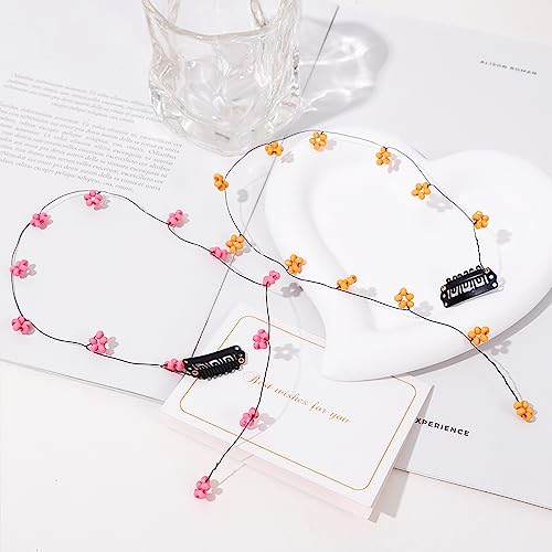 Flower Hair Clips Set with Resin Tassels & BB Clips - 4 Colors