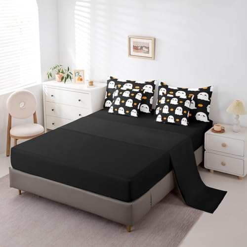 Cartoon Ghost Queen Comforter Set 7 Piece Halloween Bedding with Sheets - Multi 13