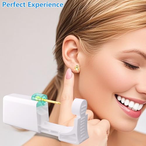 YINPAD 2 psc Ear Piercing Kit, Disposable ear piercing gun tool, pre-installed with gold 3mm pea earrings, at Home Self Piercing Kit (Little golden ball)