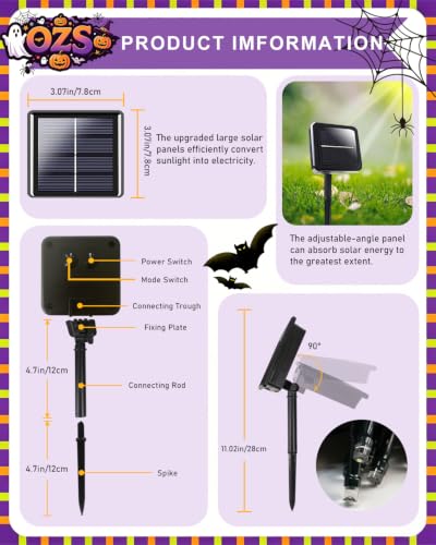 Halloween Solar String Lights 2 Pack - Purple & Green 240LED Outdoor Decor
