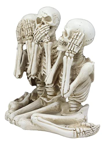 Gothic Skeleton Sisters Figurine - See Hear Speak No Evil Halloween Decor - 6 Inch