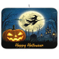 Halloween Witch Bat Dish Drying Mat - Extra Large 16 x 18 inches - Absorbent Kitchen Mat - Fall Decor