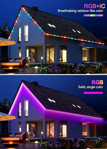 78FT Waterproof RGB+IC Outdoor LED Strip Lights WiFi Smart with App & Voice Control