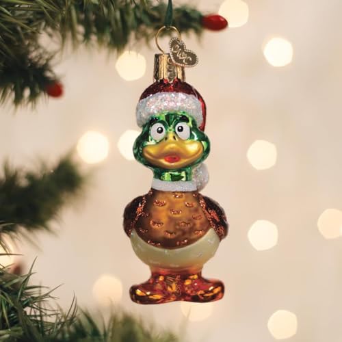 Silly Santa Duck Glass Christmas Ornament Handcrafted Holiday Decor