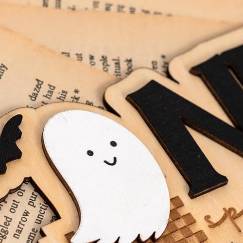 Black Spooky Ghost Cake Topper for First Birthday Halloween Decorations - Handcrafted Wood