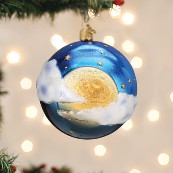 Moon & Star Glass Christmas Ornament - Handcrafted Holiday Tree Decoration