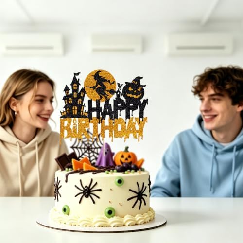 Halloween Birthday Cake Topper - Happy Halloween Party Decoration - Variation 1