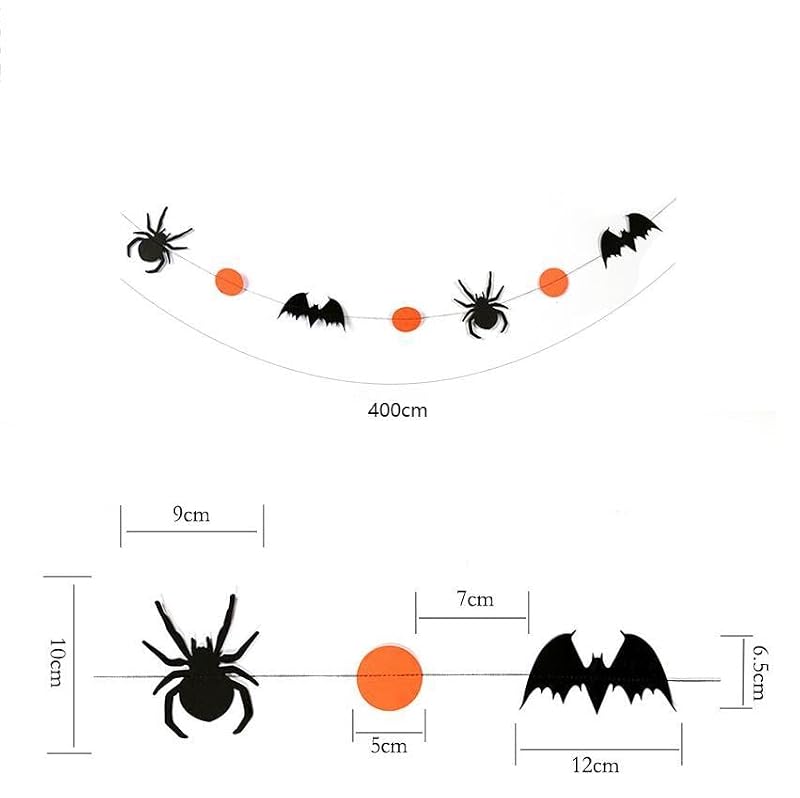 Halloween Paper Garland Banner with Bat and Spider Dots - 26 Feet Party Decor