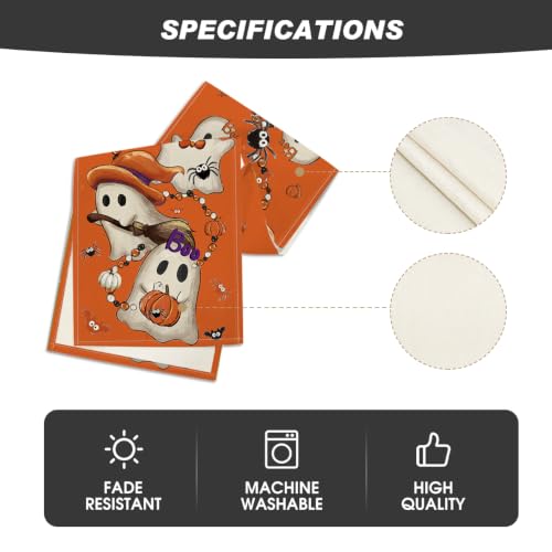 Halloween Table Runner 13x72 Inch Orange Polyester Party Decor - Artoid Mode