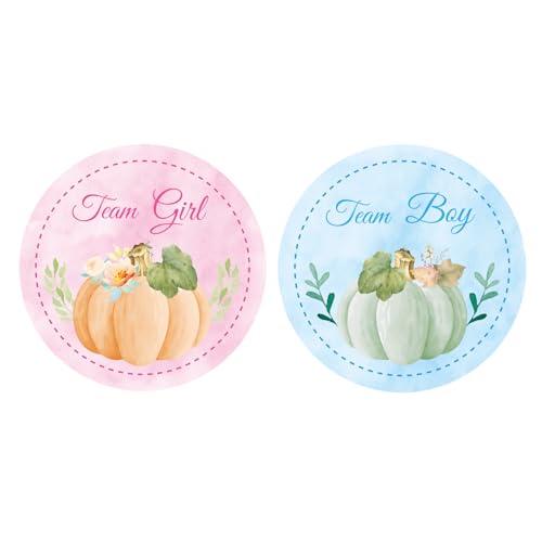 72pcs Pumpkin Gender Reveal Stickers - Team Boy & Team Girl Fall Party Decorations - Style 1