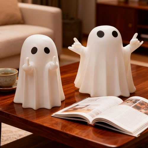 2PCS Cute Ghost Figurines Set - Mini Spooky Halloween Resin Decorations for Coffee Tables Shelves and Mantels Variation of THIS listing
