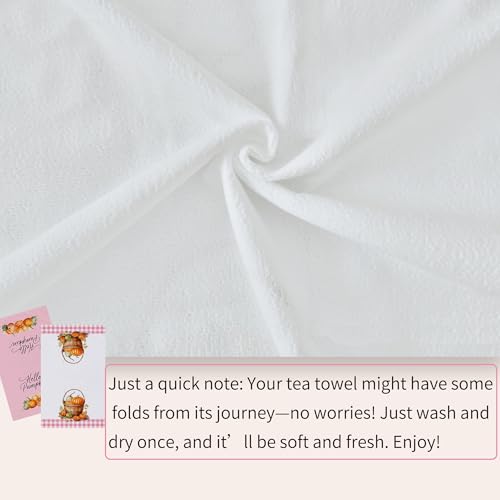 Pumpkin Pink Fall Kitchen Towels Decor Set of 2 - Autumn Dish Hand Towels
