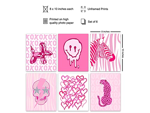 Aesthetic Wall Art Prints - Pop Art Retro Style Poster Set for Girls Bedroom Decor - 6 Unframed Prints