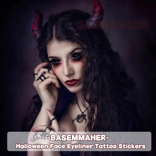 Halloween Face Eye Shadow Stickers & Tattoo Decals - Spider Web Skull Bat