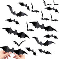 Halloween Bat Wall Decals - Waterproof Black 3D Stickers for Home & Party Decor