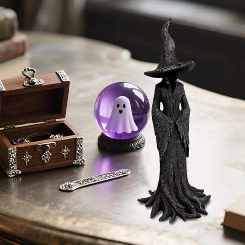 Gothic Halloween Witch Statue - 11.81 Inch Resin Dark Fantasy Decor