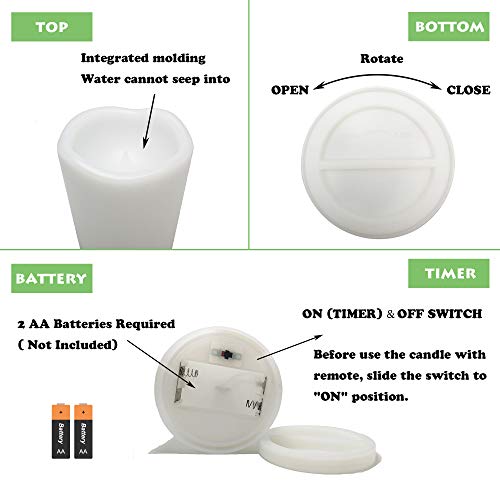 White 3x7 Inch Outdoor Flameless LED Pillar Candles with Remote & Timer - 2 Pack