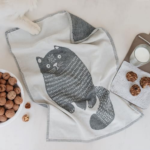 Cat-Themed Funny Cotton Kitchen Dish Towels Set of 4 - Housewarming Gift
