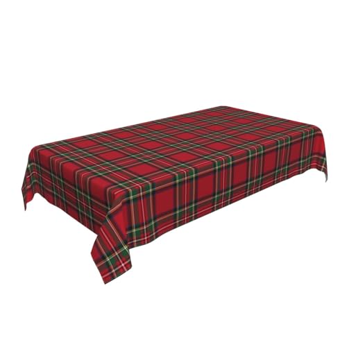 Christmas Checkered Tablecloth - 60x120 Inch Rectangular Holiday Table Cover, Red Green Retro Plaid