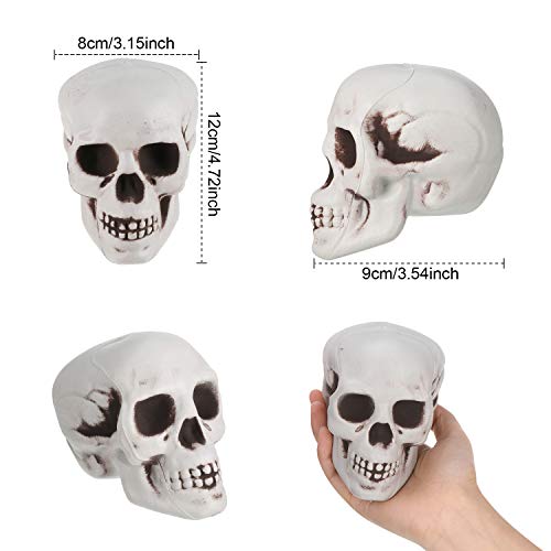 Halloween Skull Decoration Set - Realistic Plastic Skulls 3.1 x 3.5 x 4.7 Inches, 8 Pieces