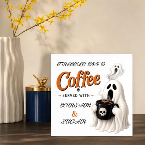 Halloween Kitchen Decor Ghost Coffee Wooden Sign - Variation of THIS Listing