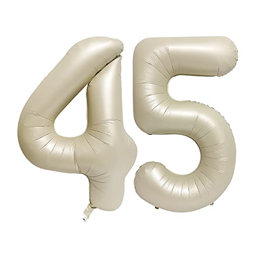 40 Inch Number Foil Balloon for 45th Birthday Party Decorations - Cream White