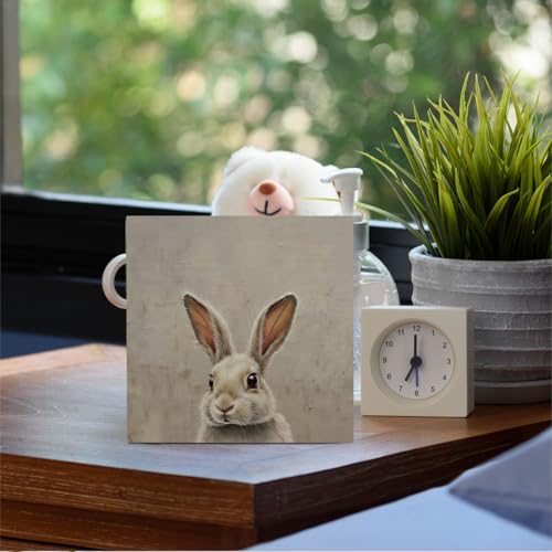 Rustic Easter Bunny Wooden Desk Sign - Holiday Farmhouse Home Decor - Variation 002