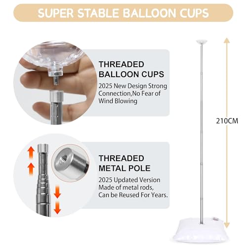 2 Pack Balloon Column Stand Kit with Reusable Metal Telescopic Poles - Stable DIY Party Decoration