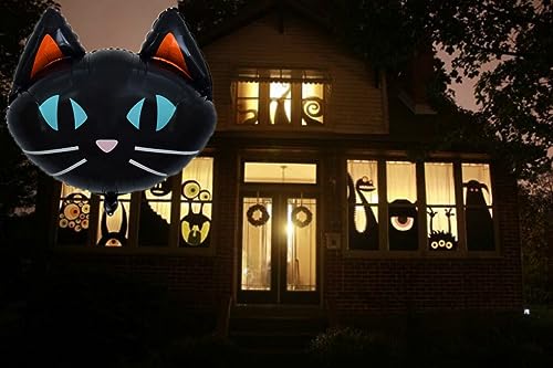 25.6-Inch Black Cat Halloween Balloons - 6 Jumbo Foil Party Decorations