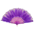 Purple Marabou Feather Fan - Decorative Handheld Fan for Costumes & Events