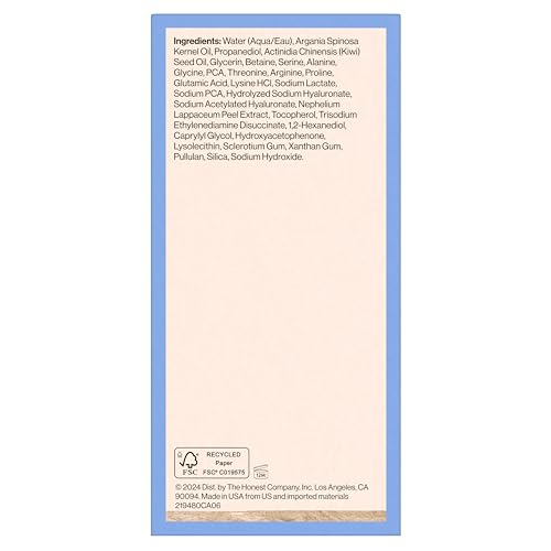 Honest Beauty Hydrogel Deep Hydration Hyaluronic Acid Serum, Moisturizes Plumps, Hypoallergenic, Fragrance-Free, Vegan, Gentle for Sensitive Skin, 1 fl oz