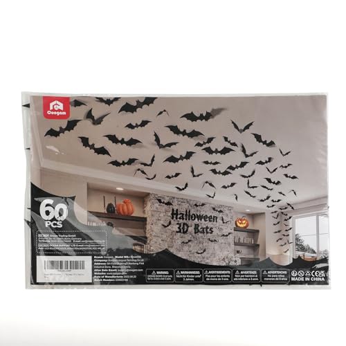 Halloween Bat Decorations Set of 60 – Realistic PVC Wall Decals for Party & Home Decor