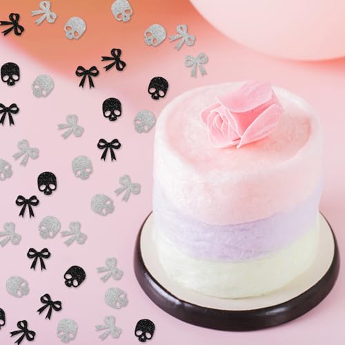 Black Bow Skull Confetti - Gothic Birthday & Party Table Scatter - 120pcs