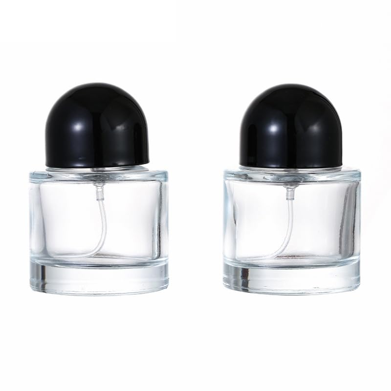 YORROR 2 Pack Clear Glass Perfume Atomizer,50ml Round Empty Perfume Spray Bottle,Portable Fragrance Fine Mist Spray Bottle Dispenser for Travel