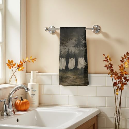 Dark Moody Halloween Ghost Hand Towels 16x24 Inch - 18 Color Variations