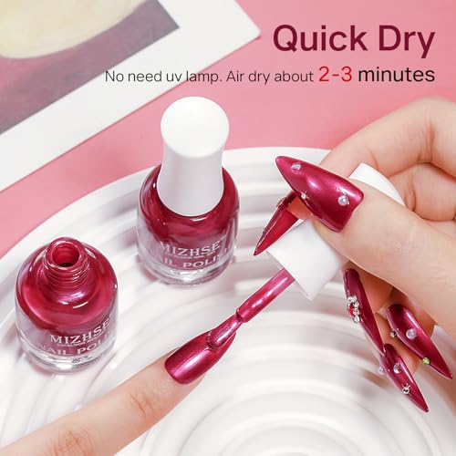 Pearlescent Red Nail Polish - Quick Dry, High Shine, 15ml - Variation: Pearl Red