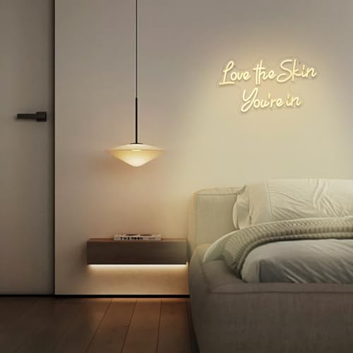 Love the Skin You're In Neon Sign - Wall Decor for Spa & Beauty Salon, Warm White, 16.5x9 inches - Variation of This Listing