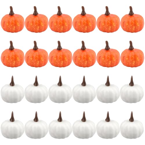 Mini Artificial Pumpkin Set for Fall Harvest & Holiday Decor - 24 Pcs