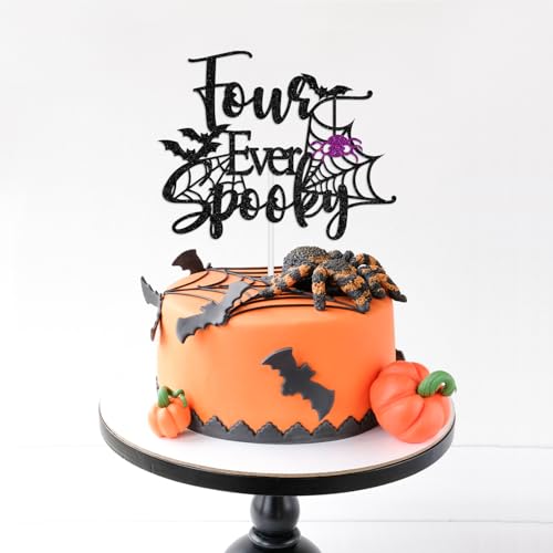 Halloween Spooky Cake Topper for 4th Birthday Party - Bat Ghost Design