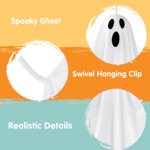 Halloween Flying Ghost Decorations Set - 4 Cute Hanging Ghosts for Yard & Party