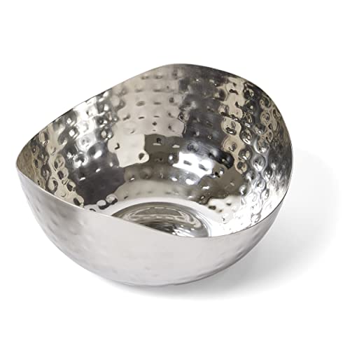 Hammered Stainless Steel Wave Candy Dish Catch All Bowl 6x6 Inches Silver