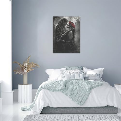 16 x 12 Inch Gothic Skull Wall Art Canvas Decoration for Living Room Bedroom Home Office - Skeleton Artwork