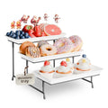 Black 3-Tier Melamine Serving Tray Set - 11.8 x 5.7 Inches, Space-Saving Stand