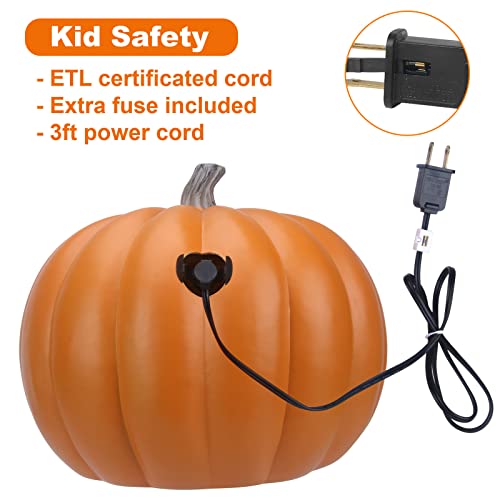 11-Inch Halloween Lighted Pumpkin Jack O Lantern with Peking Opera Face - Indoor & Outdoor Decor